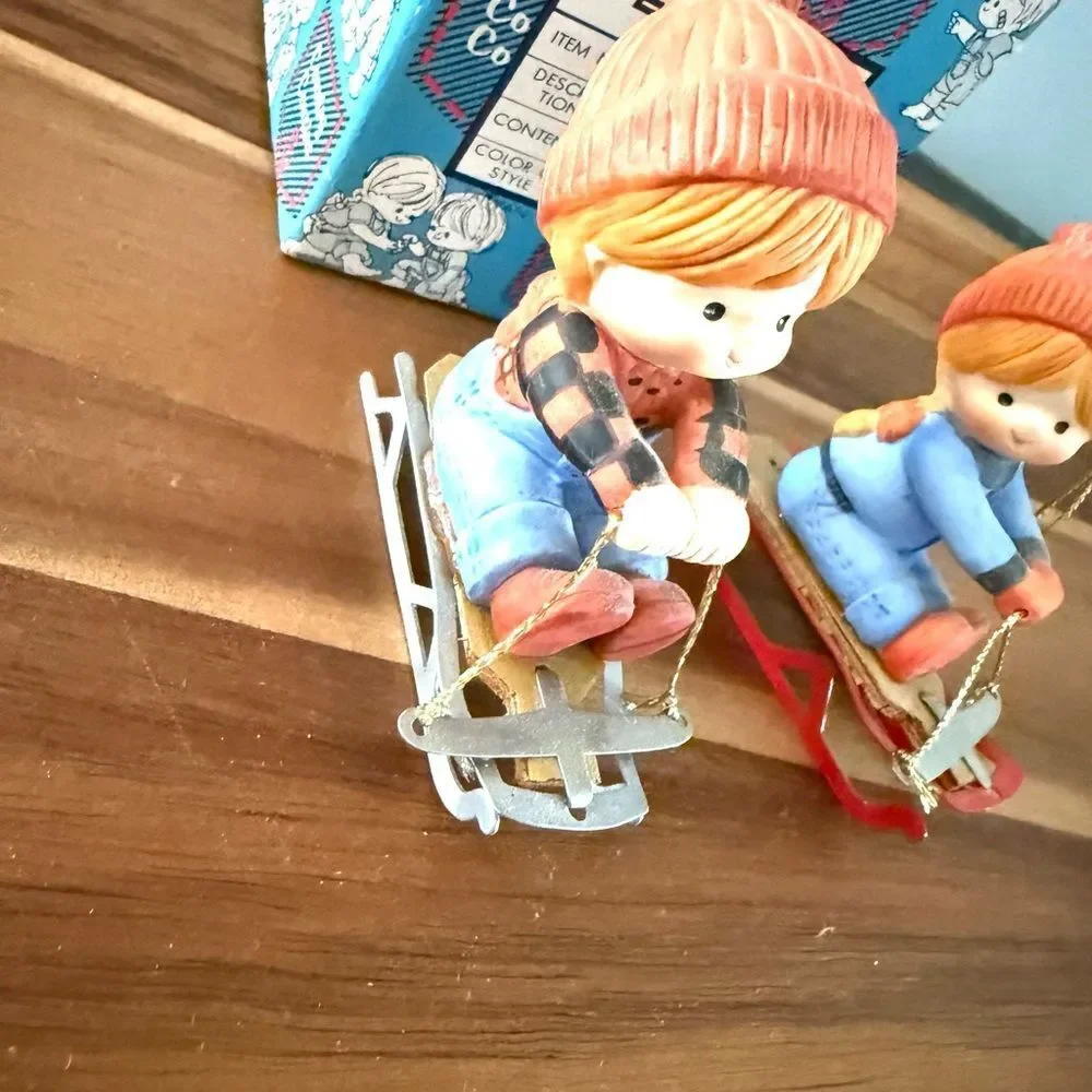 1981 ENESCO Country Cousins On Sleigh